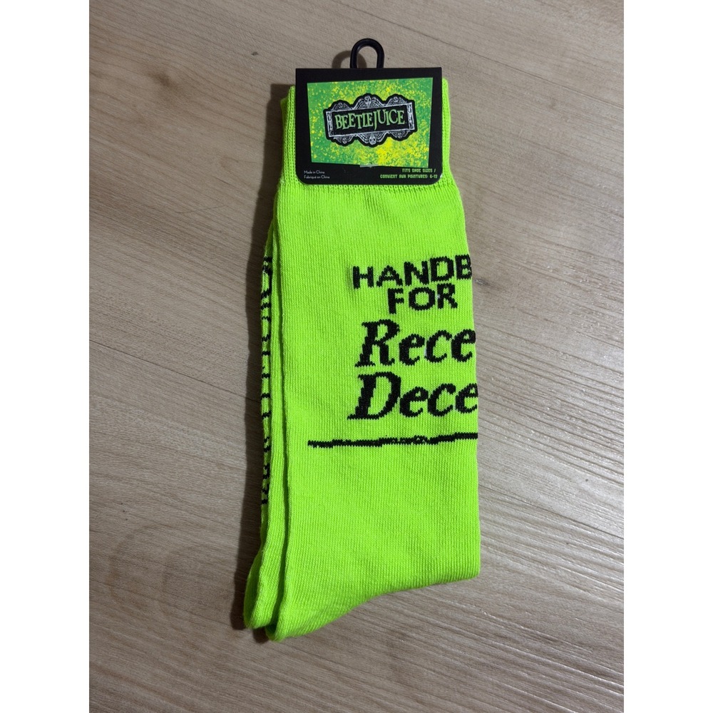 Beetlejuice Crew Socks Neon Green 6-12 Unisex Recently‎ Deceased Movie Goth NEW